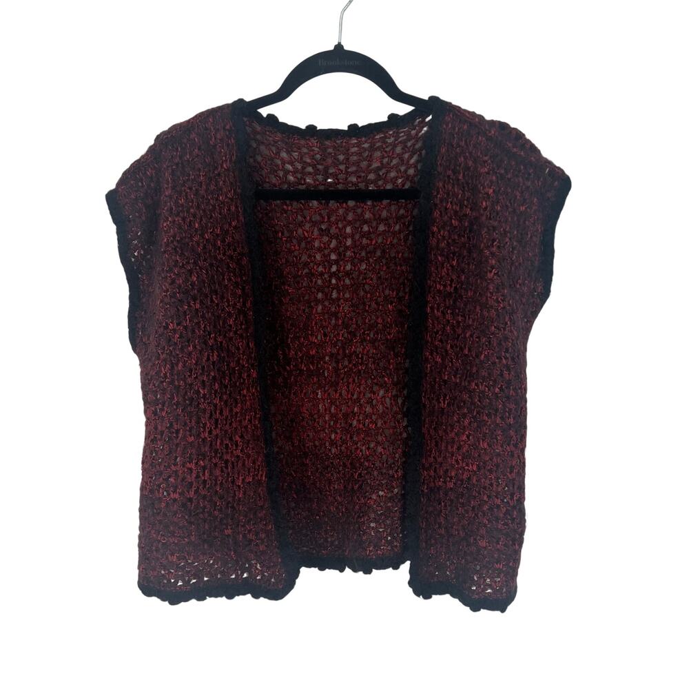 Handmade Maroon Red Crochet Knit Sweater Vest